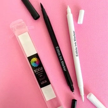 Vivid Matt Black /White Edible Markers set of 2