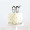 60th Silver Metal Cake Topper