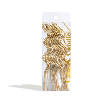 GOLD 13cm SWIRLY Cake Candles (Pkt 16)