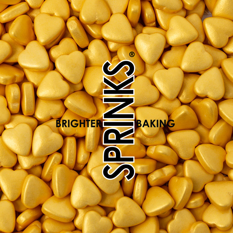 SPRINKS Hearts GOLD 85g - Cake Decorating Central