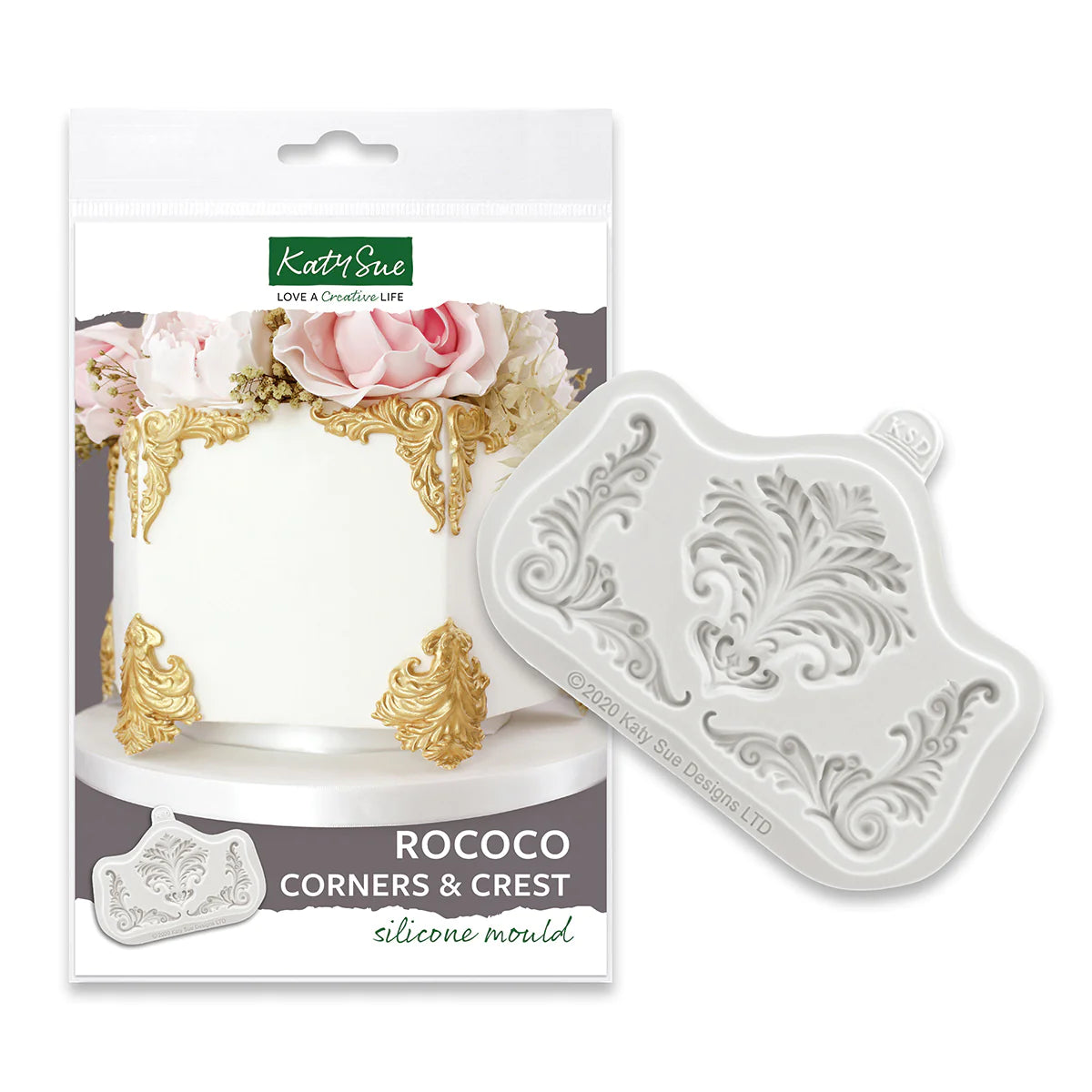 Katy Sue Rococo Corners & Crest Silicone Mould