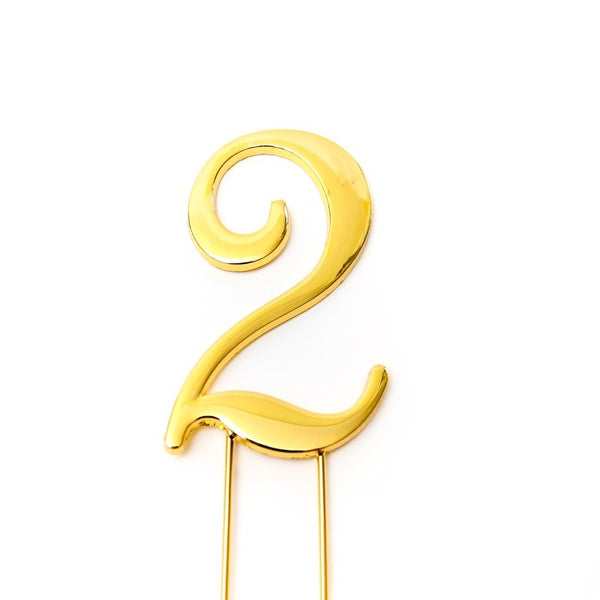 Number 2 GOLD Metal Cake Topper | Cake Decorating Central