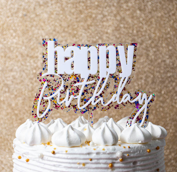 Layered Rainbow Glitter HAPPY BIRTHDAY Cake Topper | Cake Decorating ...