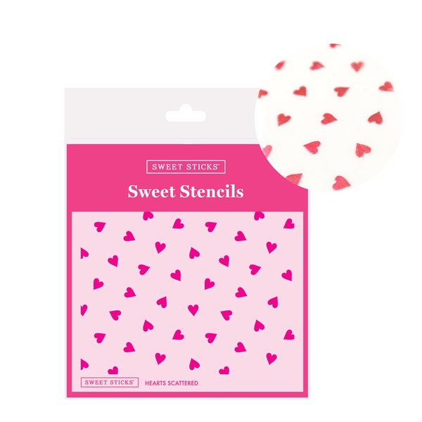 Hearts Scattered Sweet Stencil | Cake Decorating Central